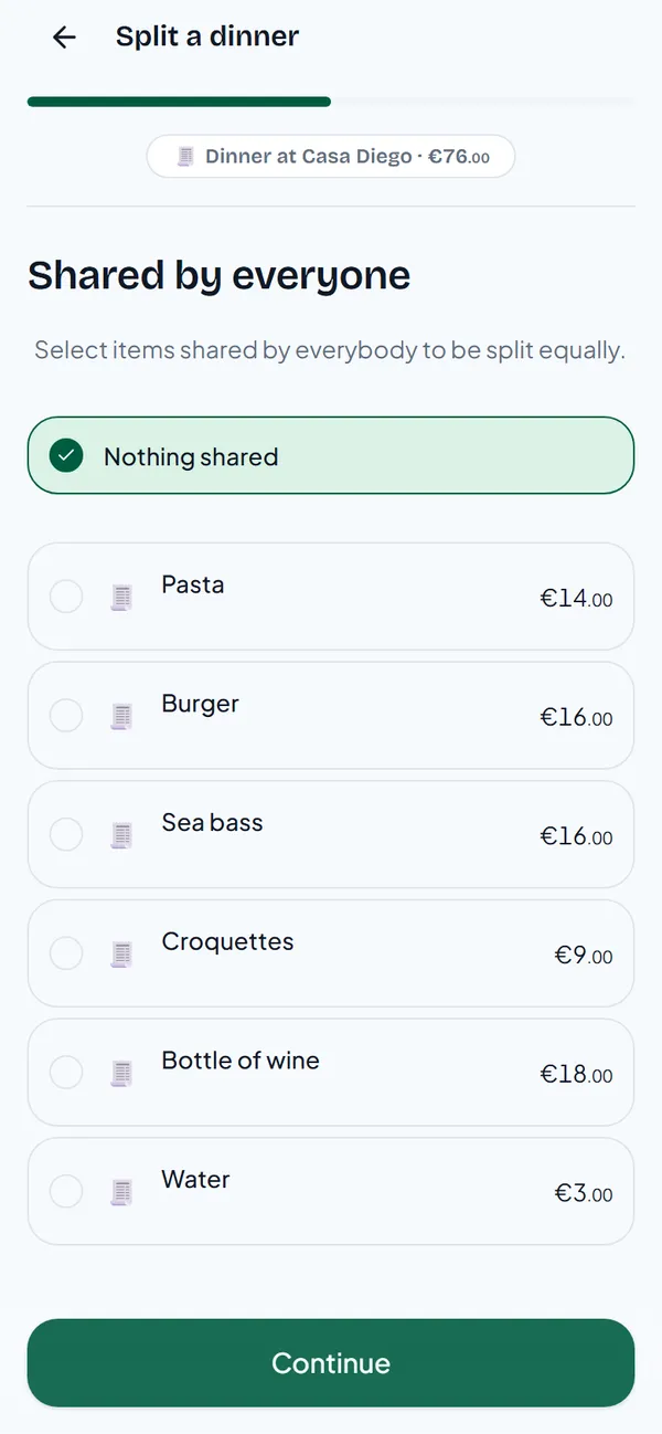 The Shared by everyone step with the croquettes ticked