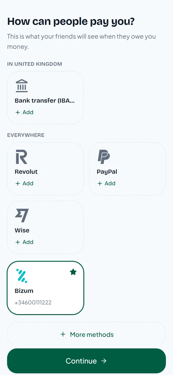 How can people pay you, with Bank transfer, Revolut, PayPal, Wise and a saved Bizum number