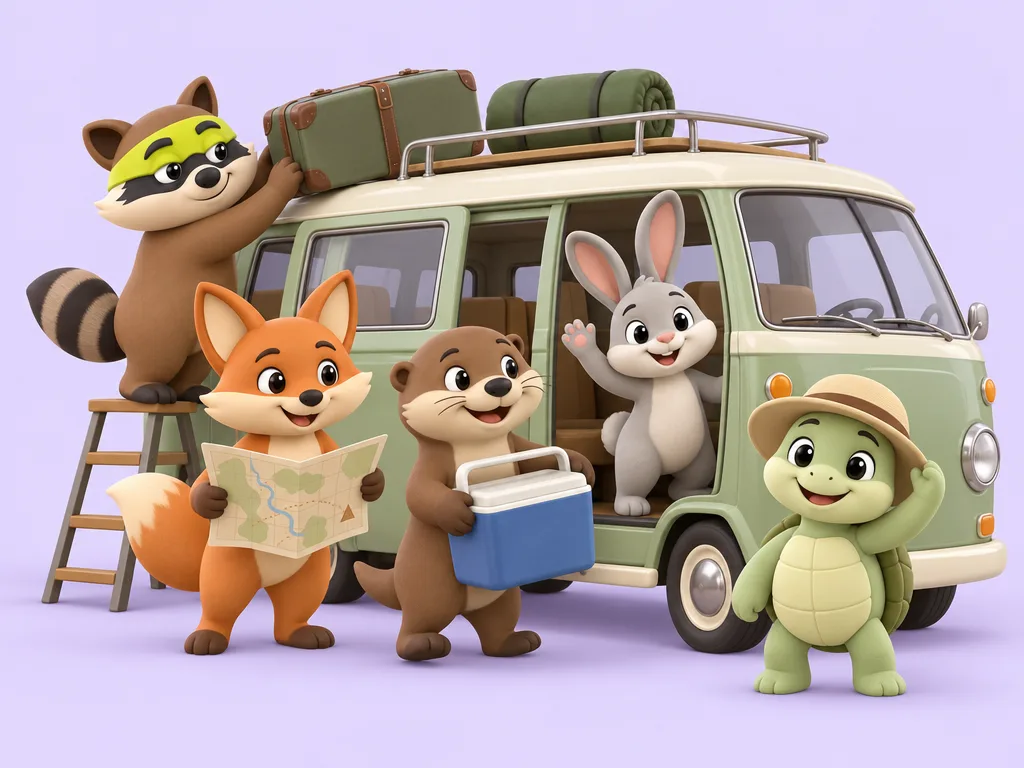 The friends pack a small camper van for a weekend away